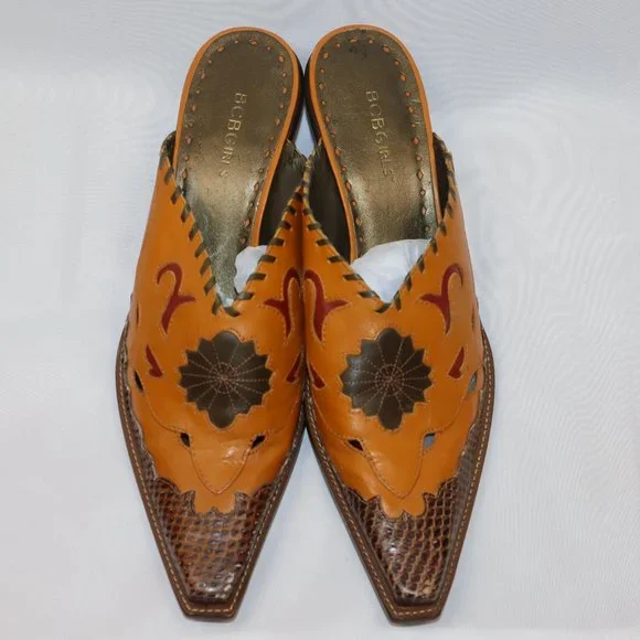 Pikolinos BCBGirls Taupe Leather Pointed Slip On Cowboy Mules Women's Size 10 - Picture 4 of 12